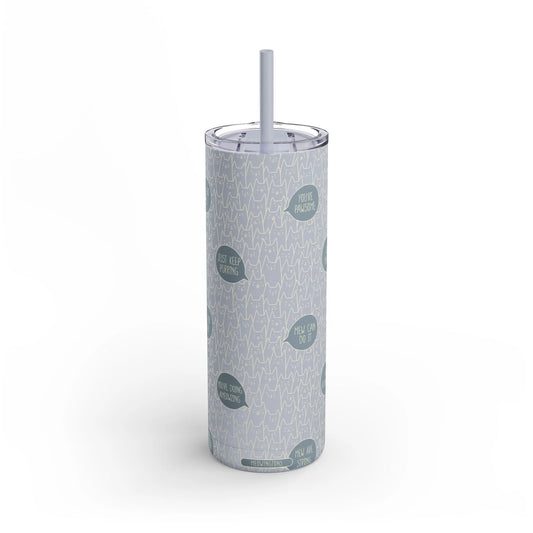 Monochrome Crowded Cats Matte Tumbler, 20oz