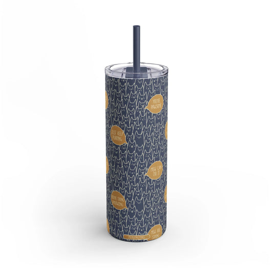 Retro Crowded Cats Skinny Matte Tumbler, 20oz